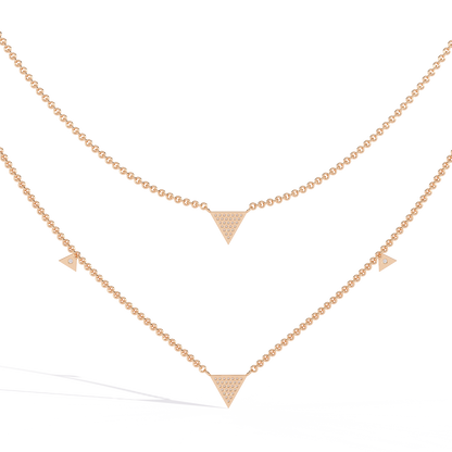 Trinity Geo Double Chain Lab Grown Diamond Necklace
