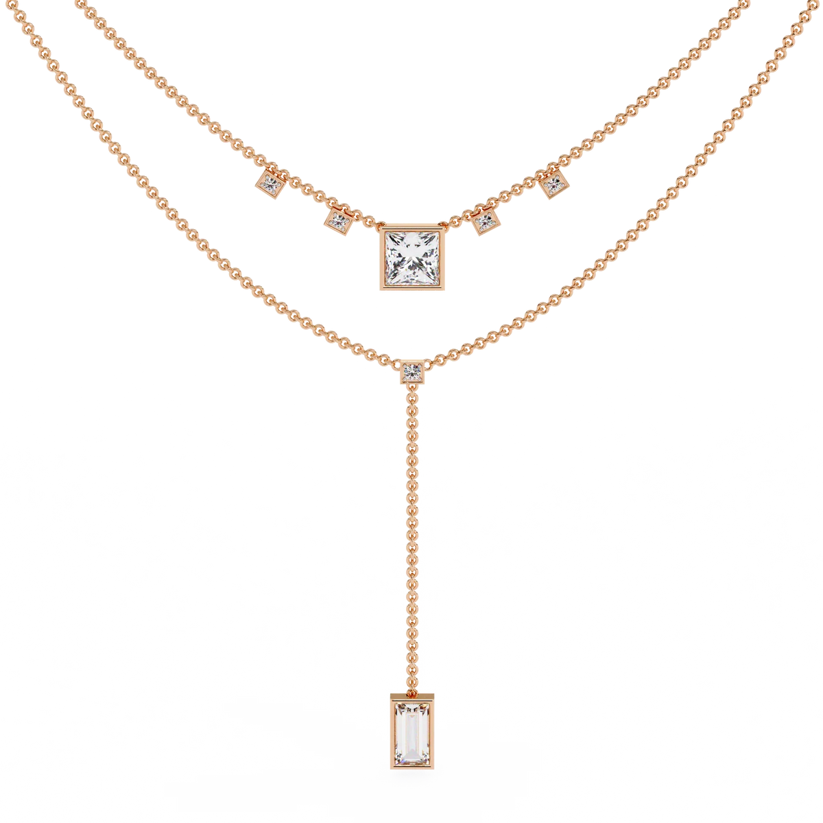 Metro Stream Geometric Lariat Lab Grown Diamond Necklace - Ophiratbf