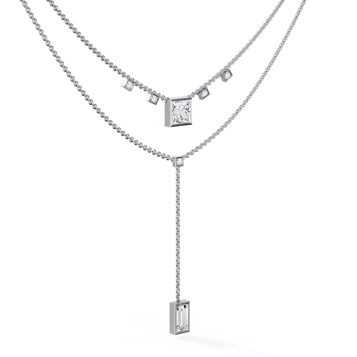 Metro Stream Geometric Lariat Lab Grown Diamond Necklace - Ophiratbf