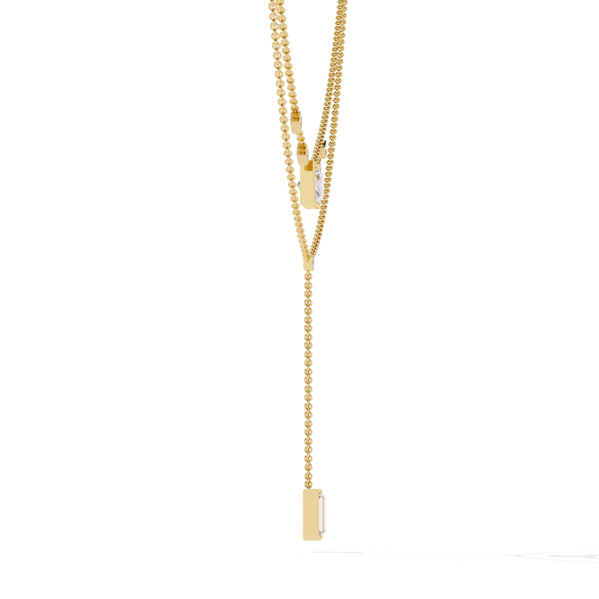 Metro Stream Geometric Lariat Lab Grown Diamond Necklace - Ophiratbf