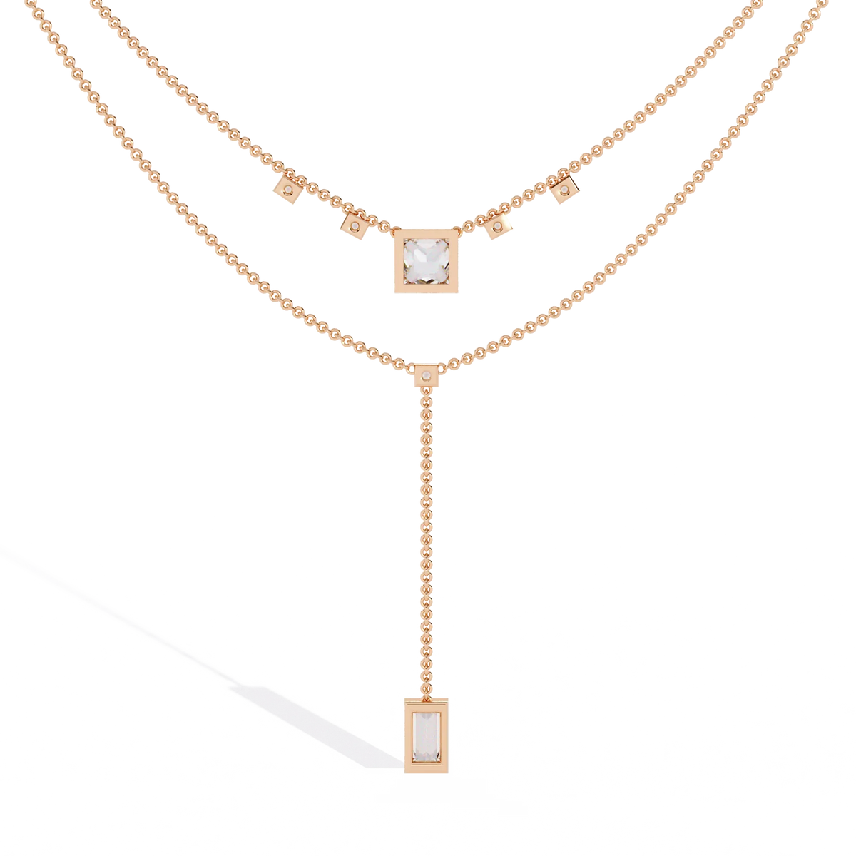 Metro Stream Geometric Lariat Lab Grown Diamond Necklace - Ophiratbf