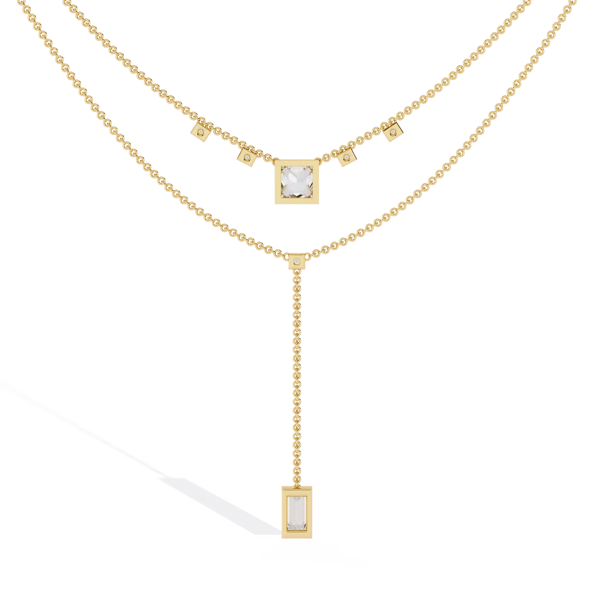 Metro Stream Geometric Lariat Lab Grown Diamond Necklace - Ophiratbf