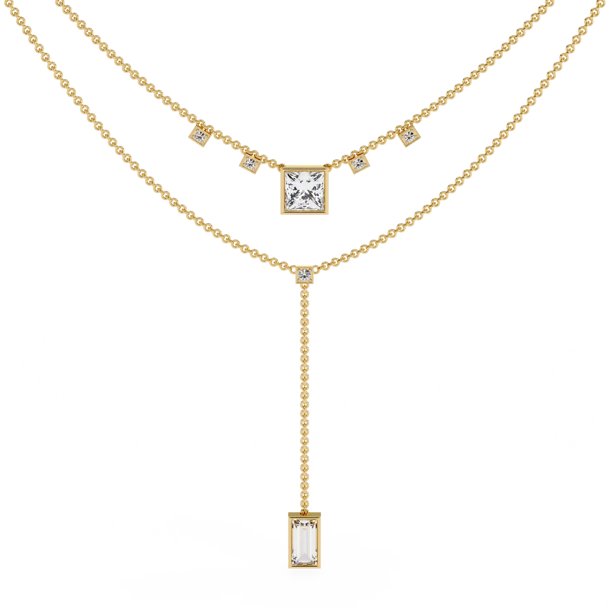 Metro Stream Geometric Lariat Lab Grown Diamond Necklace - Ophiratbf