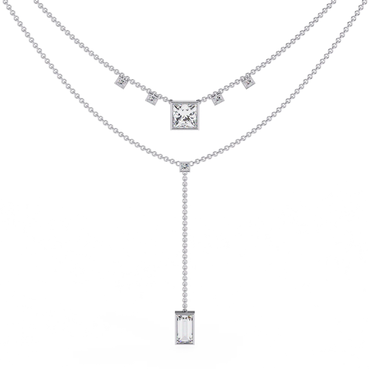 Metro Stream Geometric Lariat Lab Grown Diamond Necklace - Ophiratbf