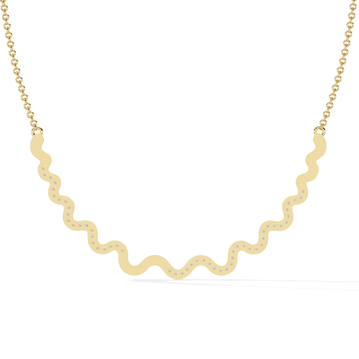 Celestia Wave Pavé Lab Grown Diamond Necklace - Ophiratbf