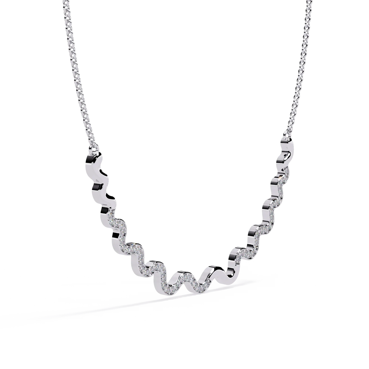 Celestia Wave Pavé Lab Grown Diamond Necklace - Ophiratbf