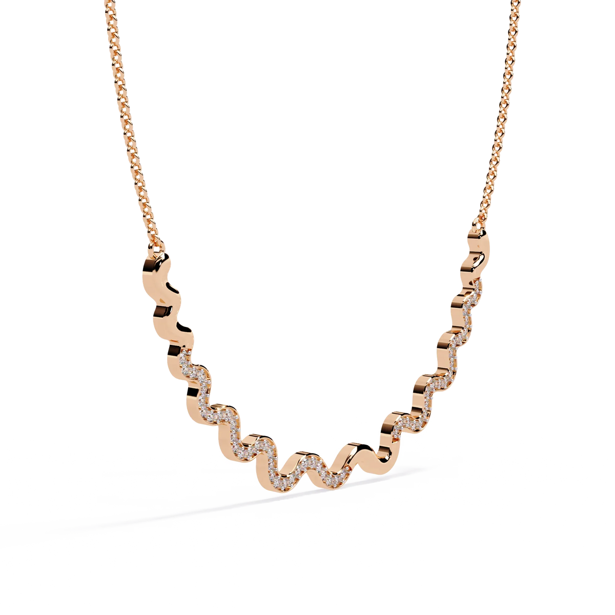 Celestia Wave Pavé Lab Grown Diamond Necklace - Ophiratbf