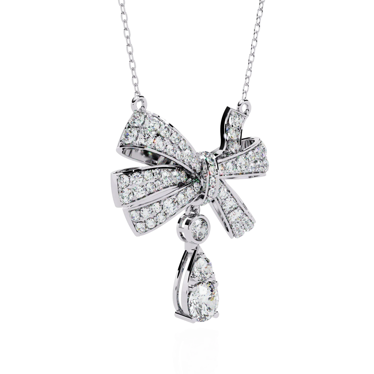 Soirée Grande Bow Drop Lab Grown Diamond Necklace - Ophiratbf