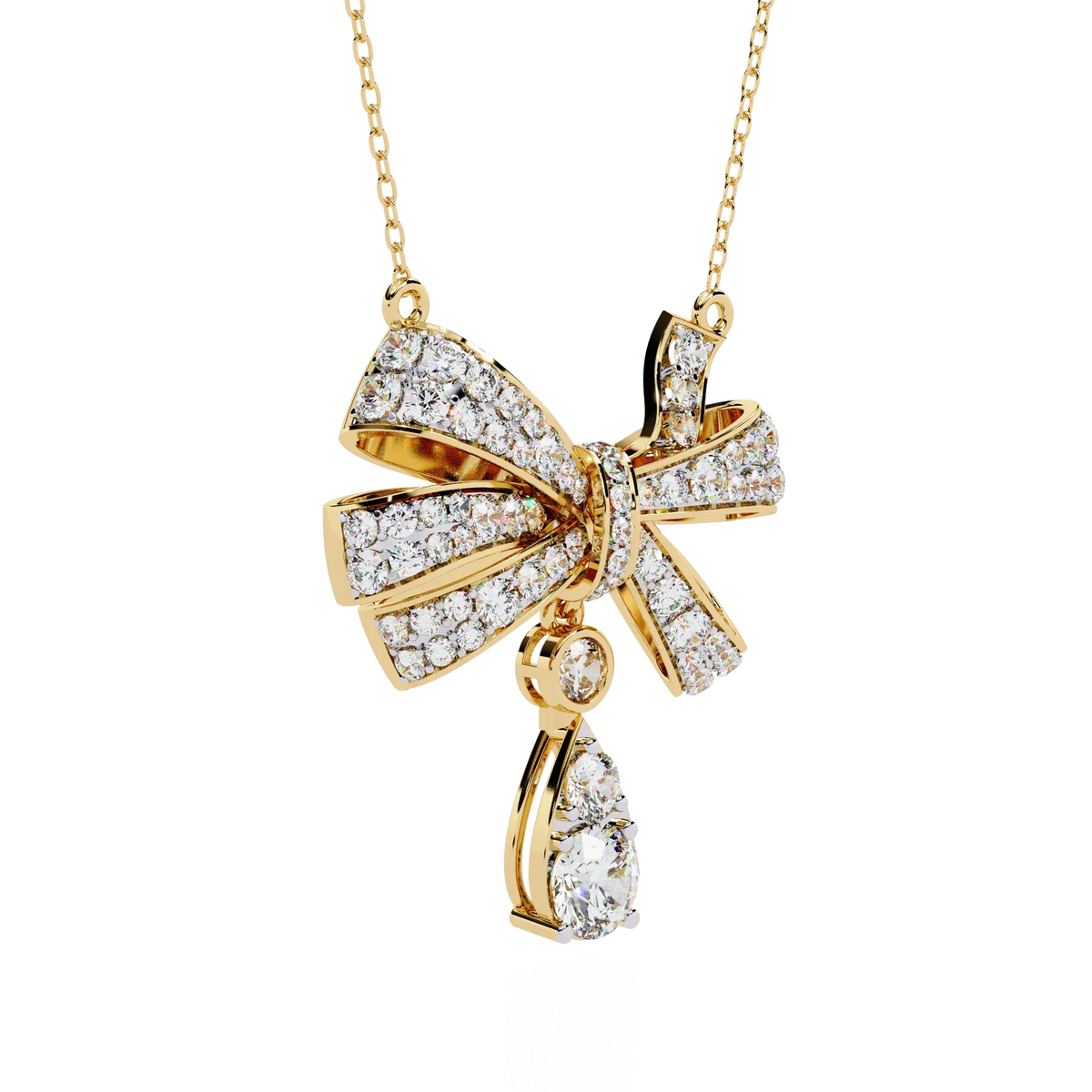 Soirée Grande Bow Drop Lab Grown Diamond Necklace - Ophiratbf