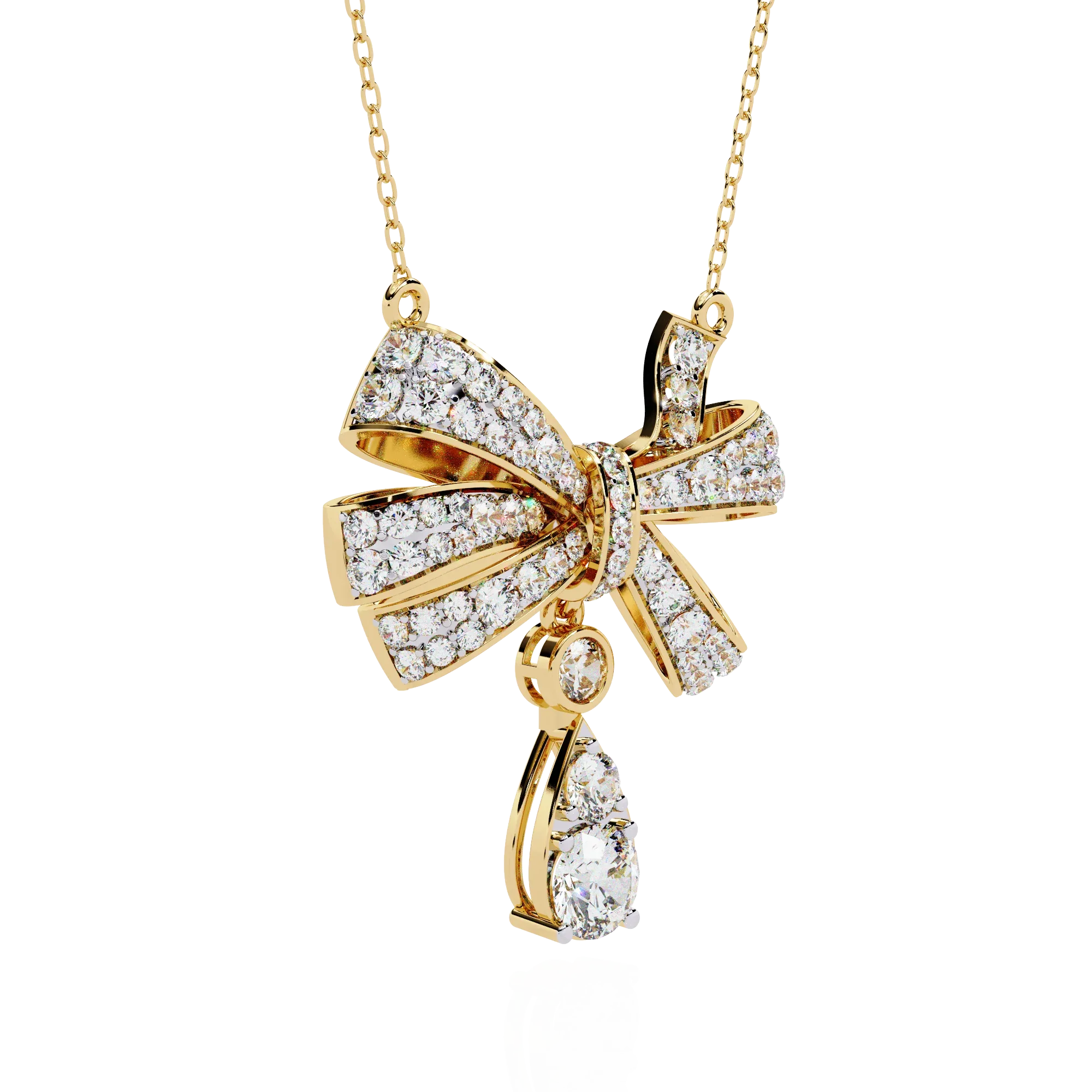 Soirée Grande Bow Drop Lab Grown Diamond Necklace - Ophiratbf