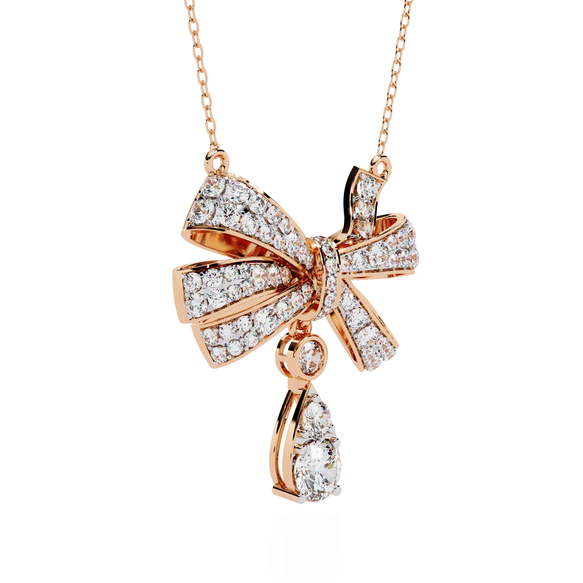 Soirée Grande Bow Drop Lab Grown Diamond Necklace - Ophiratbf