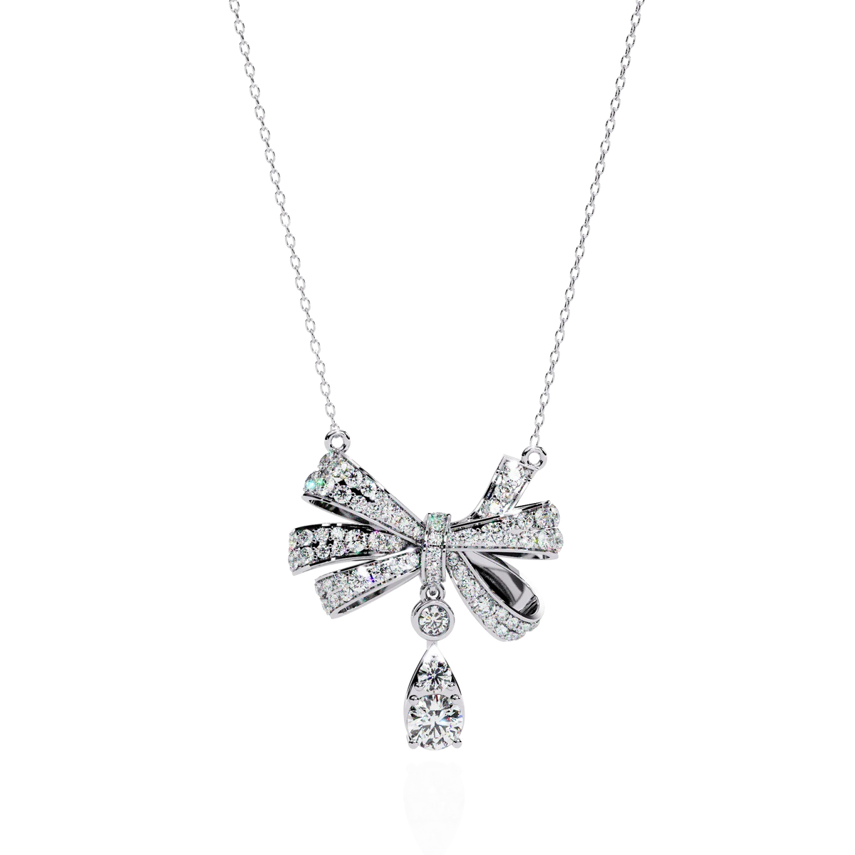 Soirée Grande Bow Drop Lab Grown Diamond Necklace - Ophiratbf