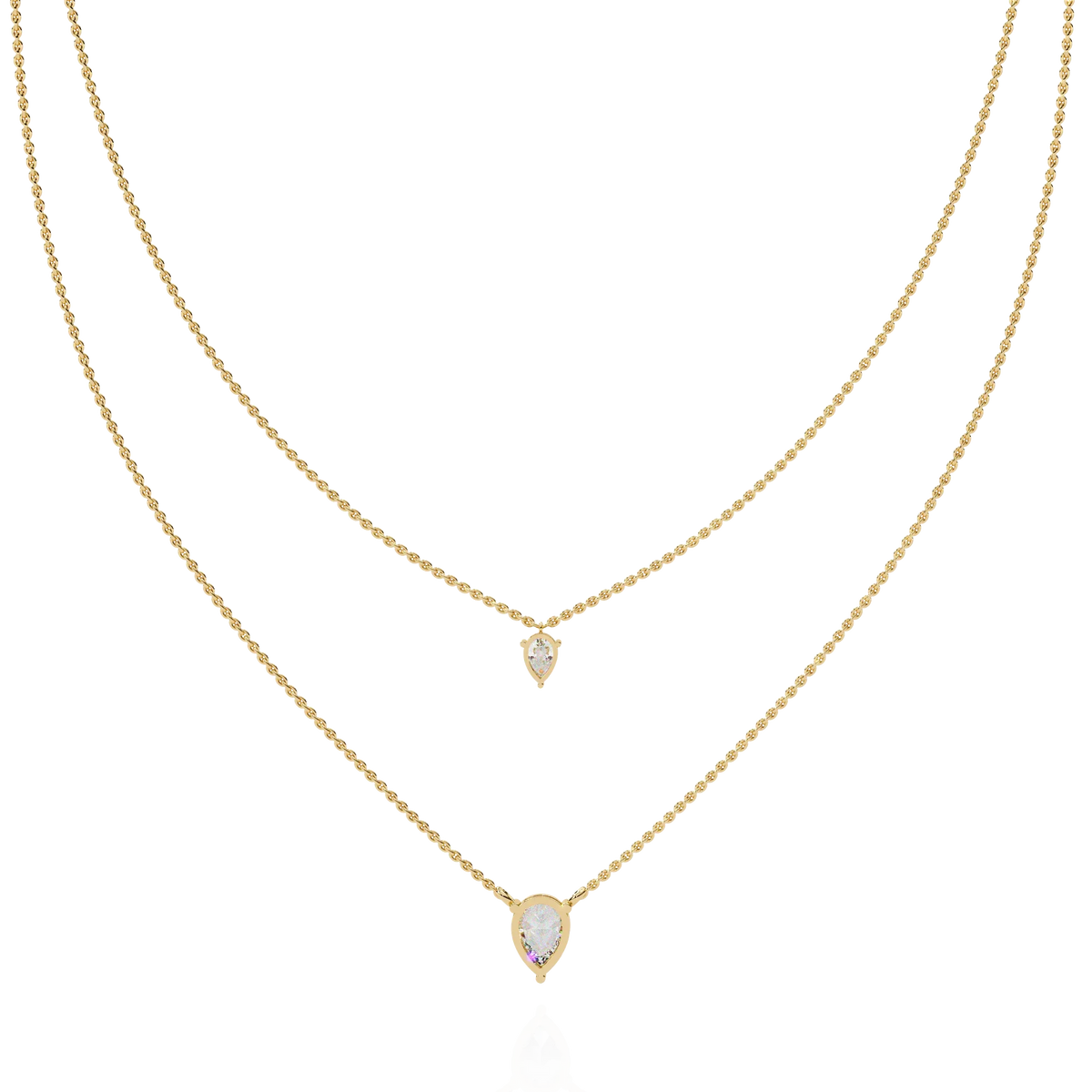 Elysia Twin Pear Solitaire Lab Grown Diamond Necklace - Ophiratbf