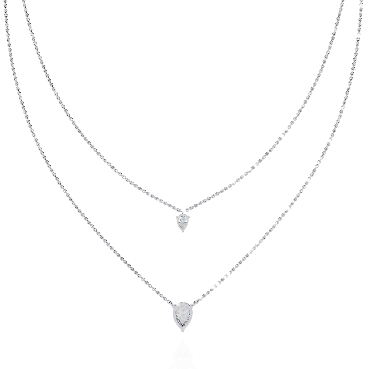 Elysia Twin Pear Solitaire Lab Grown Diamond Necklace - Ophiratbf