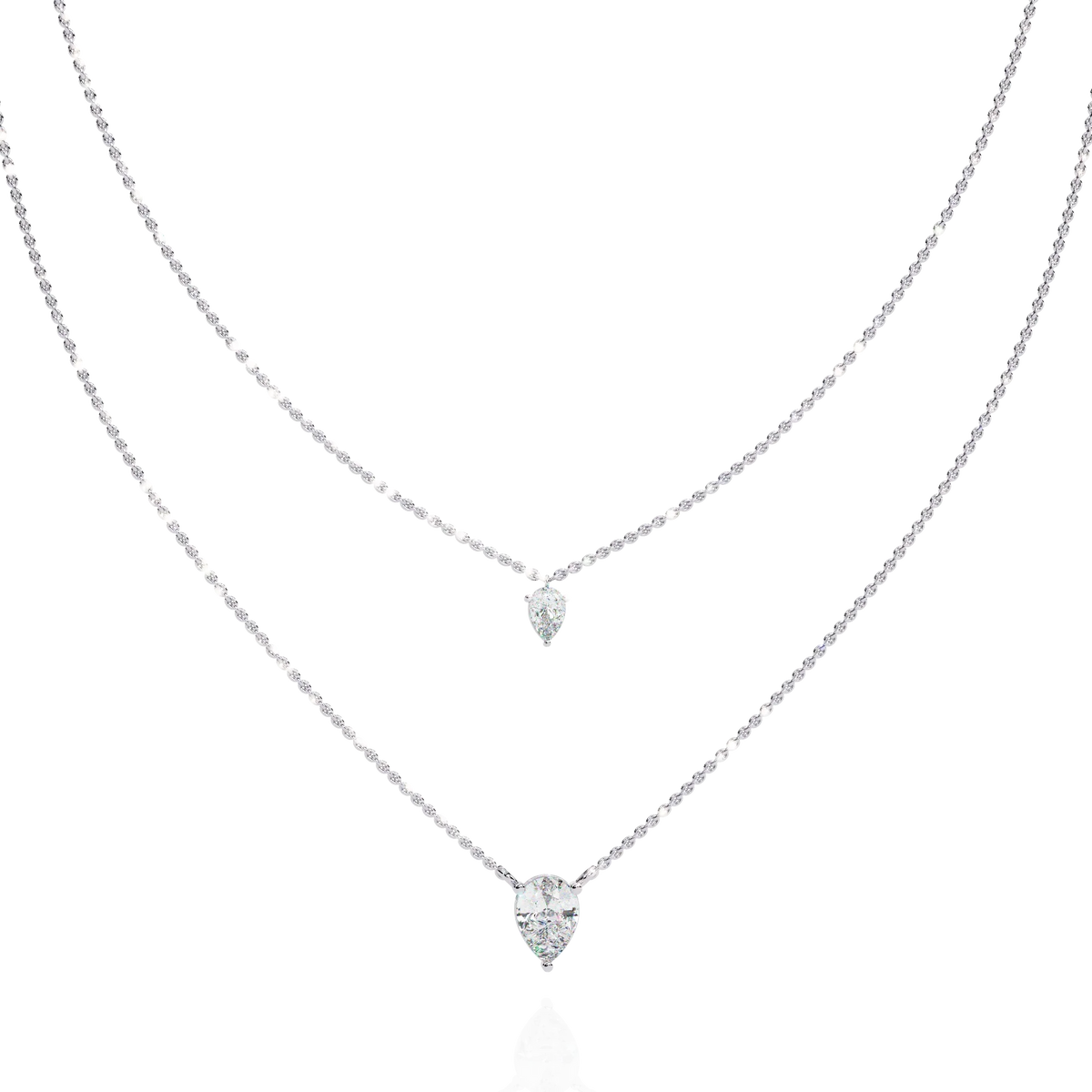 Elysia Twin Pear Solitaire Lab Grown Diamond Necklace - Ophiratbf