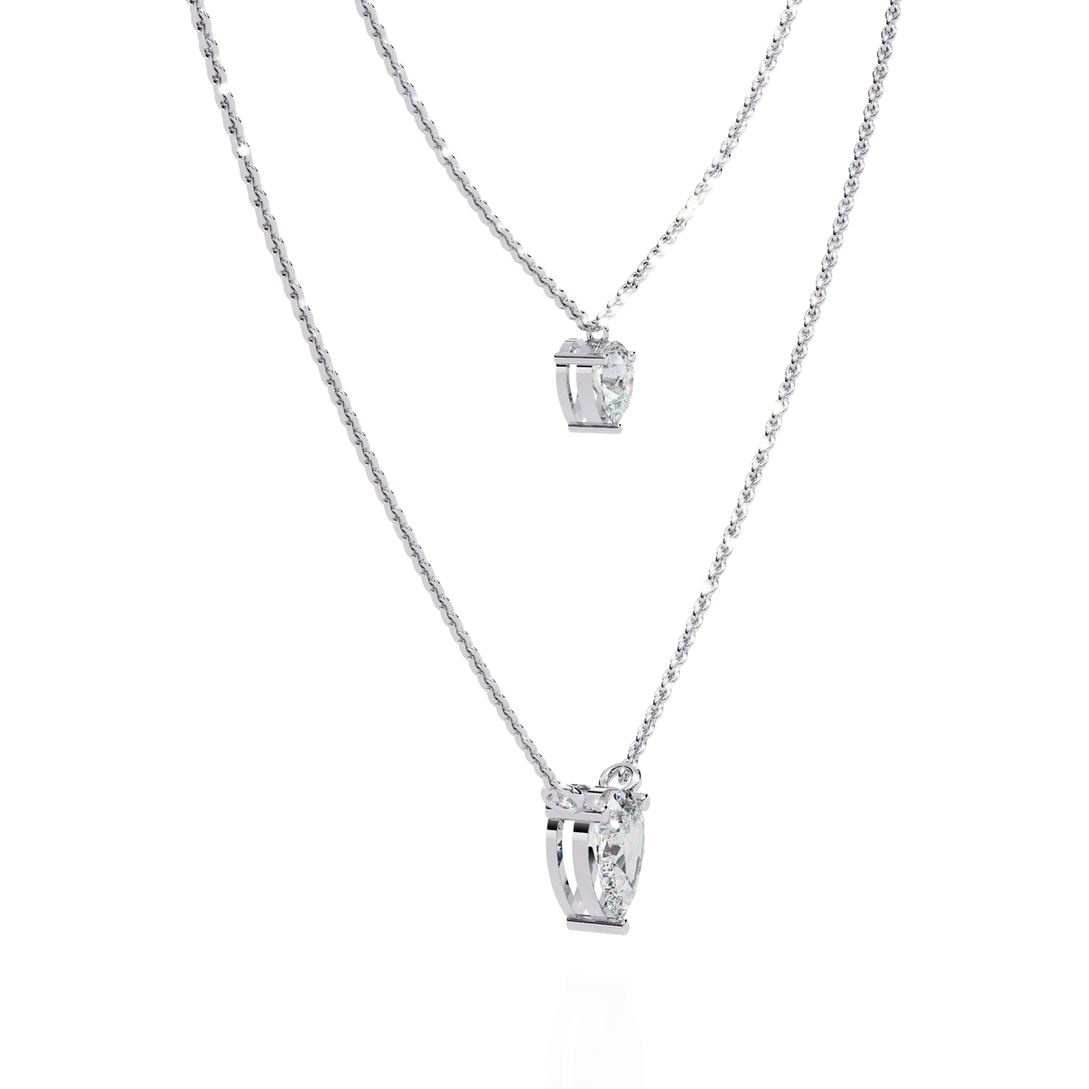 Elysia Twin Pear Solitaire Lab Grown Diamond Necklace - Ophiratbf