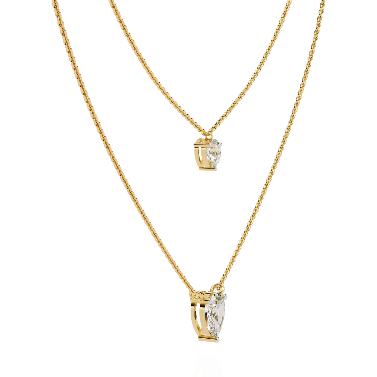 Elysia Twin Pear Solitaire Lab Grown Diamond Necklace - Ophiratbf