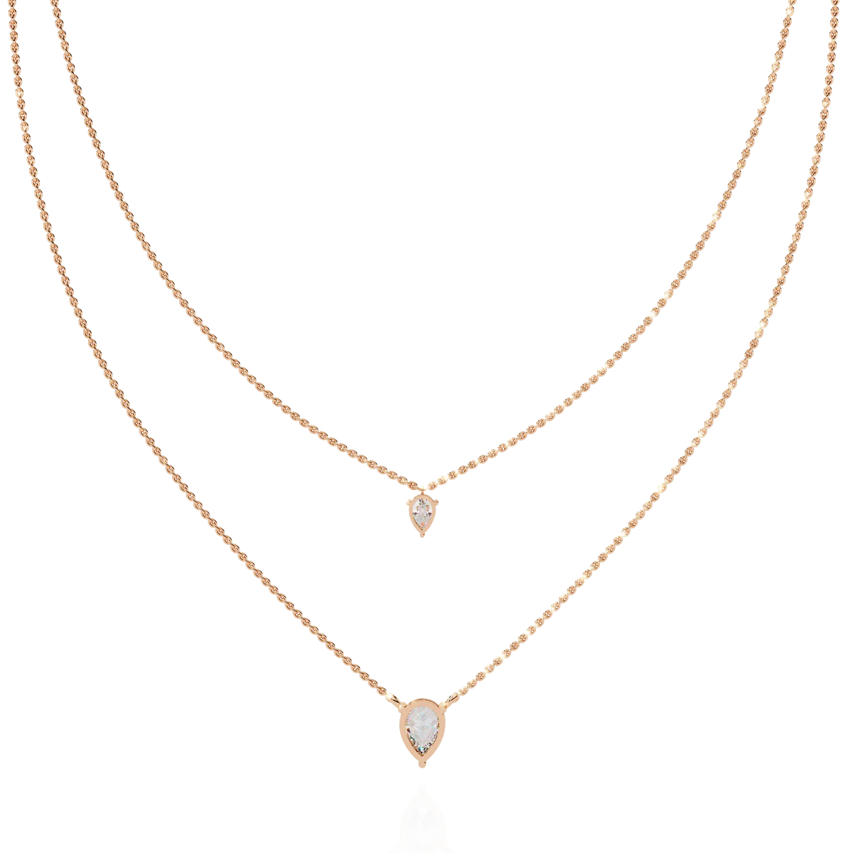 Elysia Twin Pear Solitaire Lab Grown Diamond Necklace - Ophiratbf
