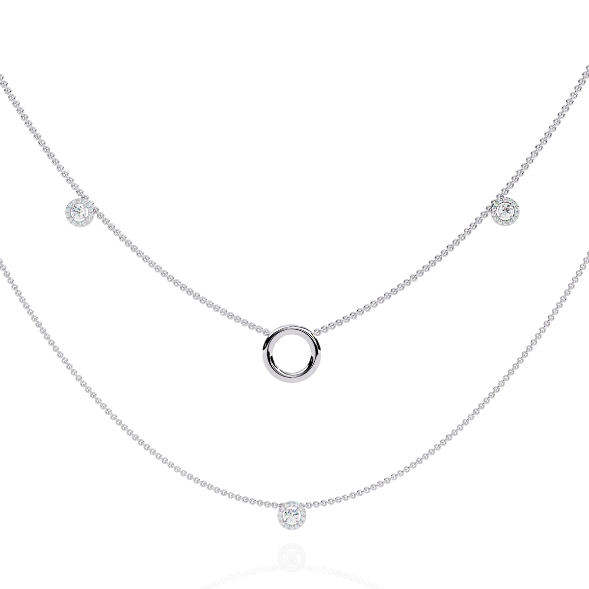 Halo Loop Double Layer Lab Grown Diamond Necklace - Ophiratbf
