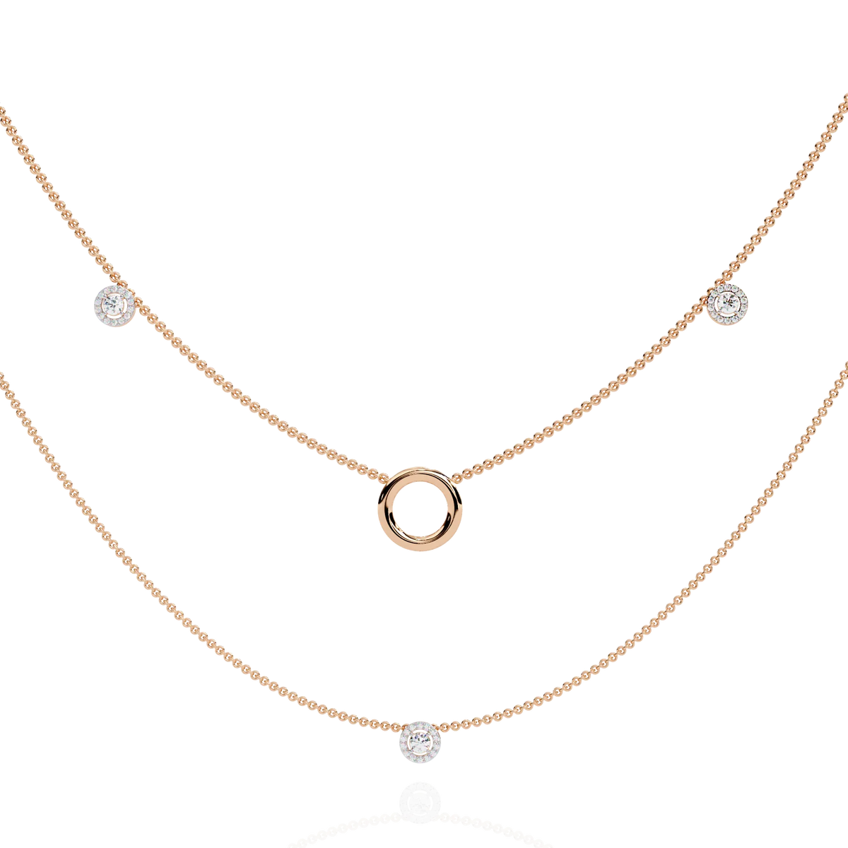 Halo Loop Double Layer Lab Grown Diamond Necklace - Ophiratbf