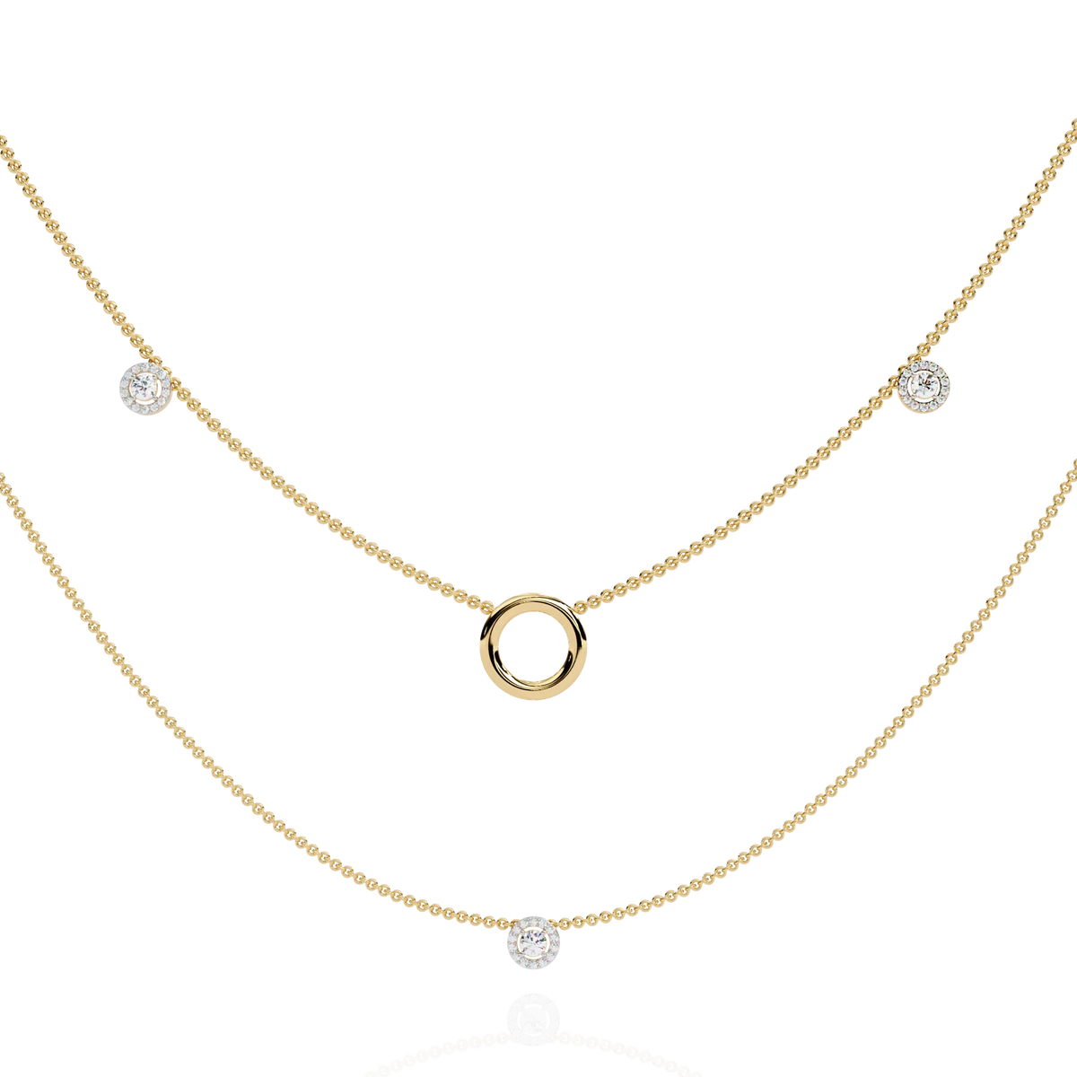 Halo Loop Double Layer Lab Grown Diamond Necklace - Ophiratbf