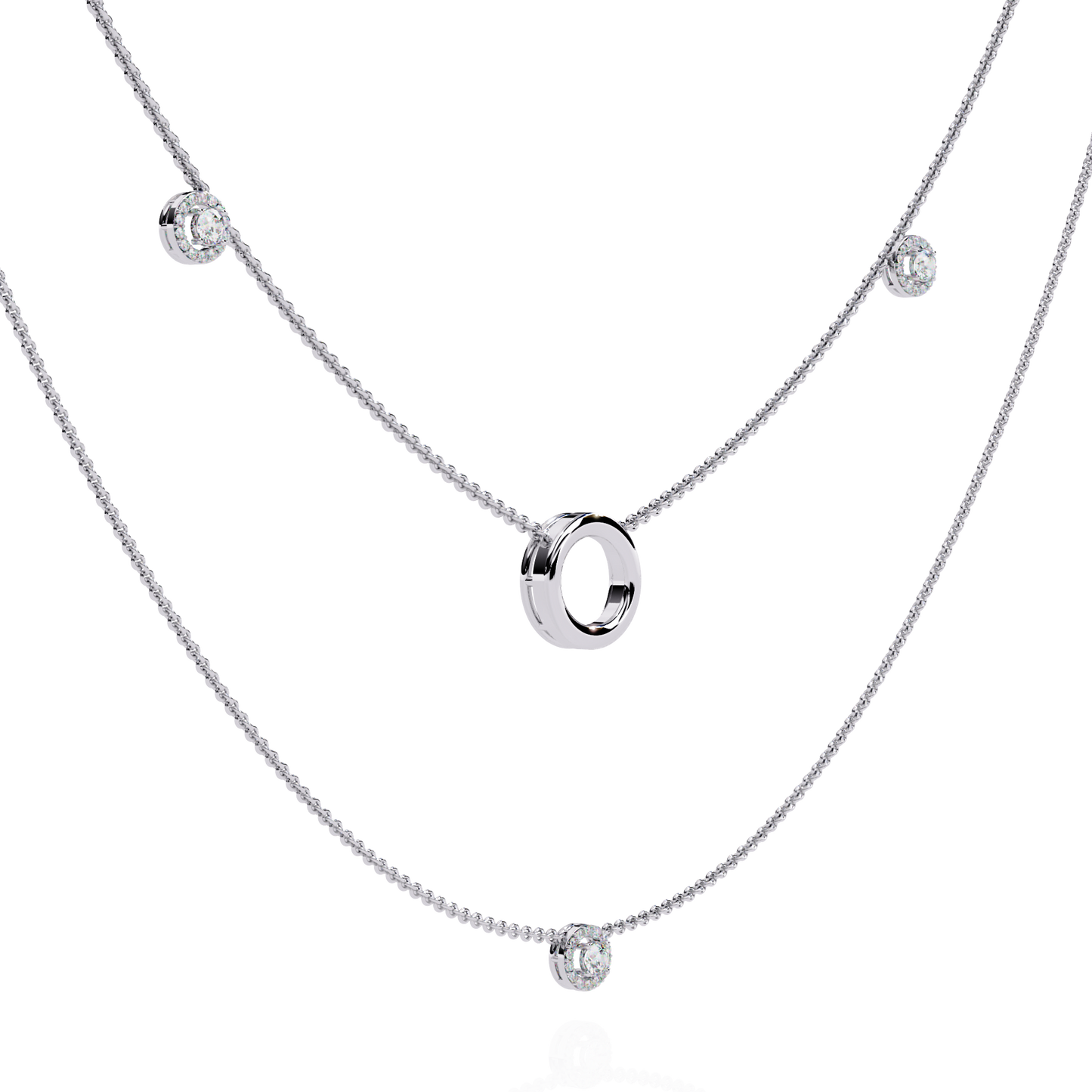 halo loop double layer lab grown diamond necklace