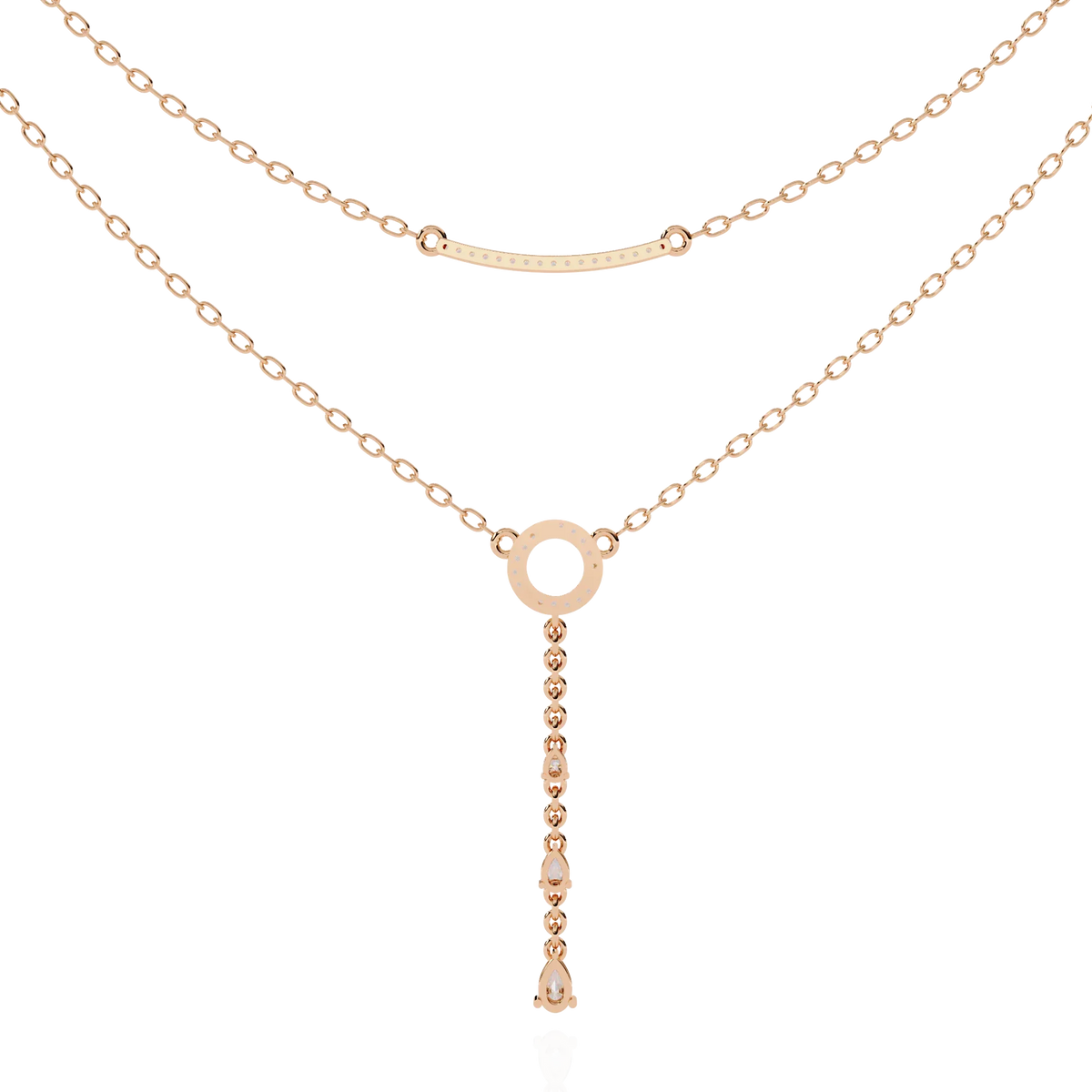 Cascade Halo Lariat Lab Grown Diamond Necklace - Ophiratbf