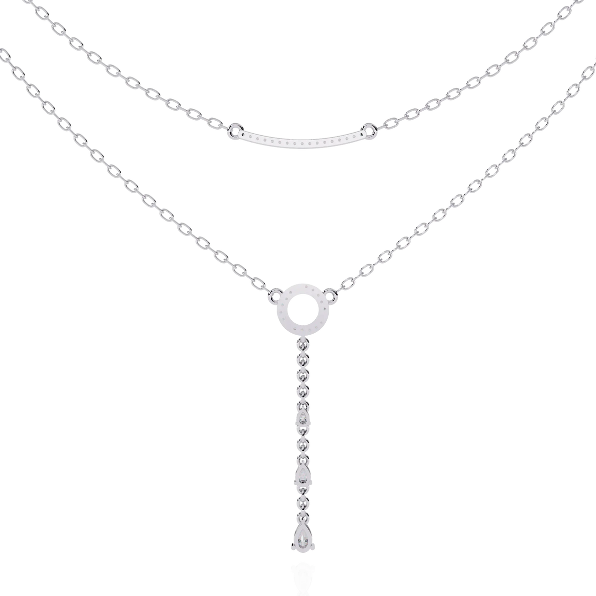 Cascade Halo Lariat Lab Grown Diamond Necklace - Ophiratbf