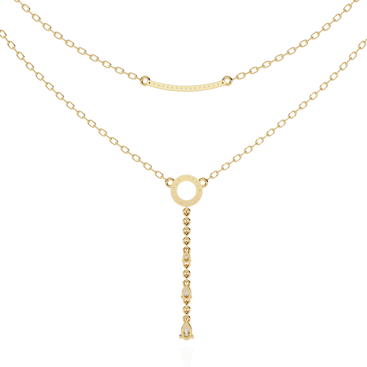 Cascade Halo Lariat Lab Grown Diamond Necklace - Ophiratbf