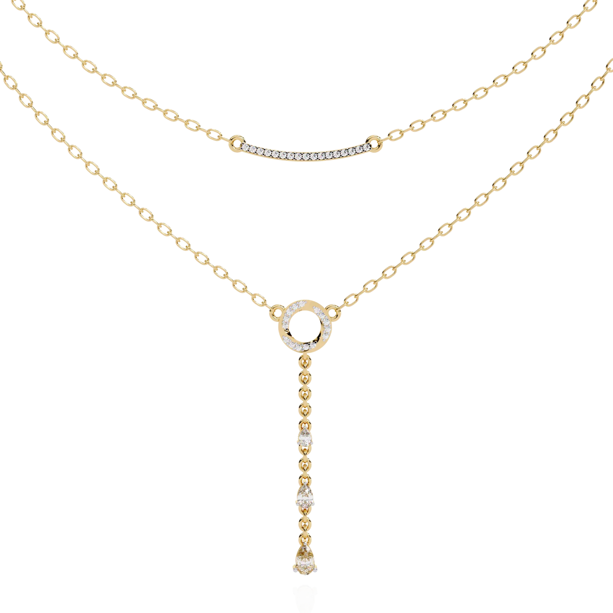 Cascade Halo Lariat Lab Grown Diamond Necklace - Ophiratbf