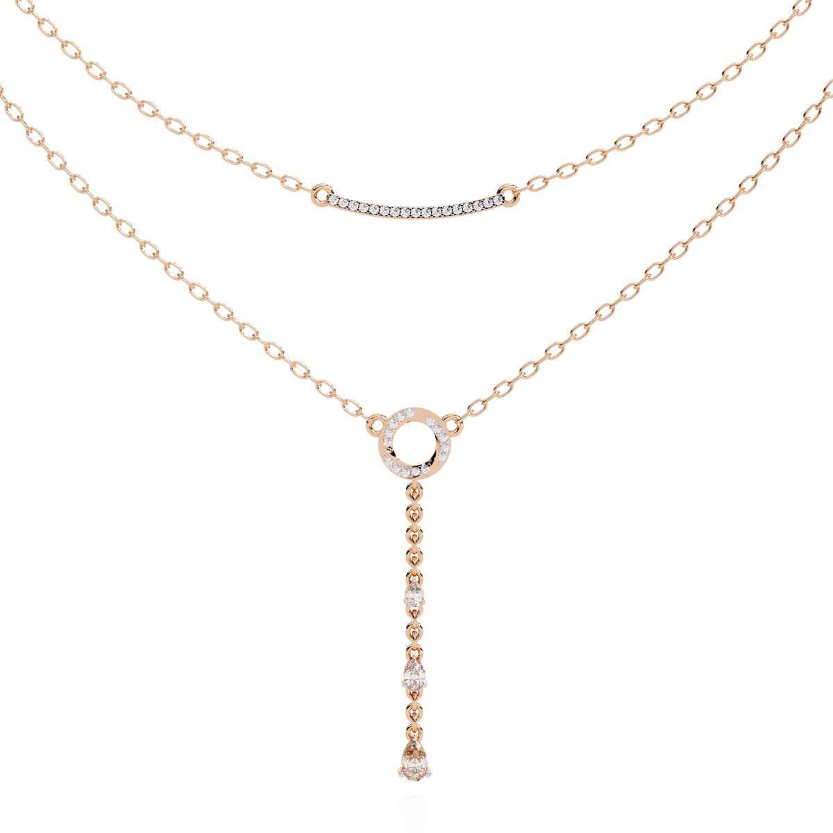 Cascade Halo Lariat Lab Grown Diamond Necklace - Ophiratbf