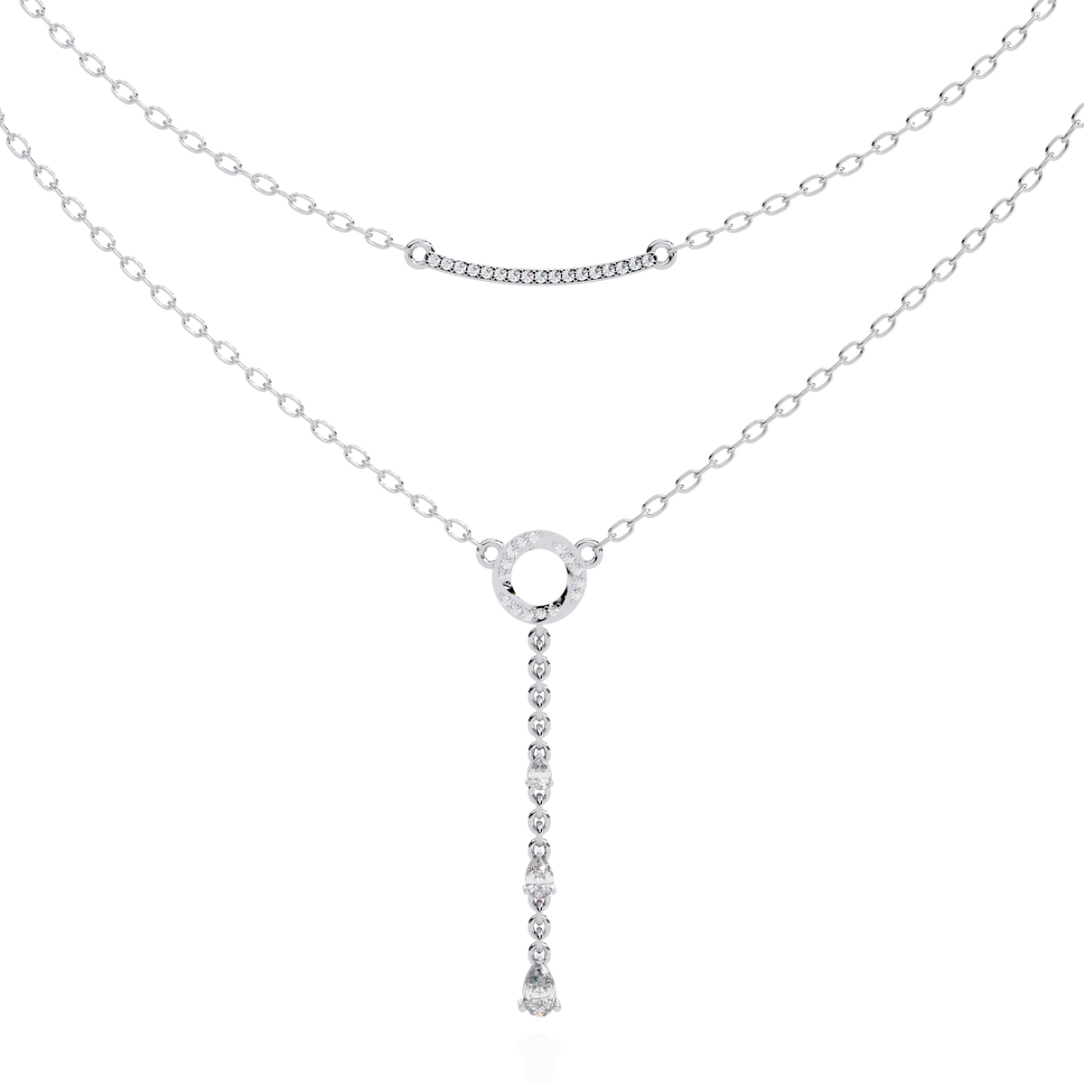 Cascade Halo Lariat Lab Grown Diamond Necklace - Ophiratbf