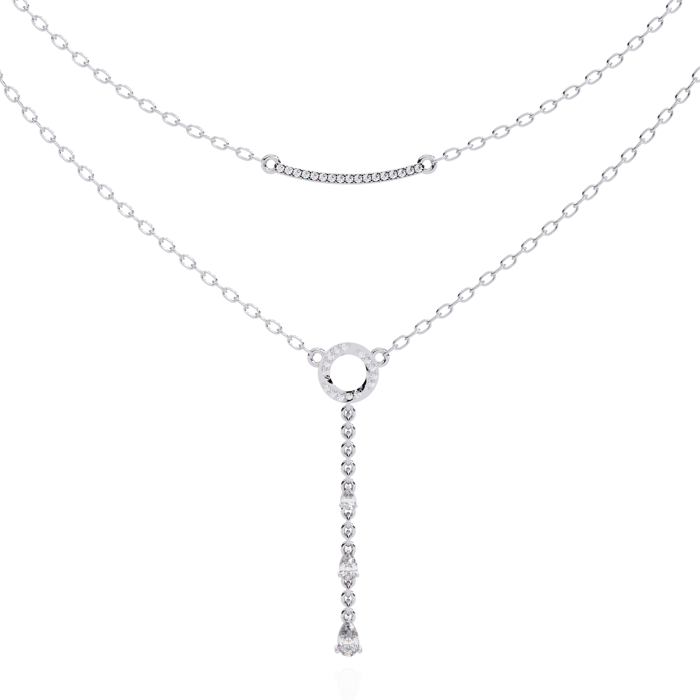 cascade halo lariat lab grown diamond necklace