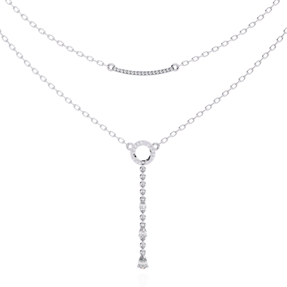 Cascade Halo Lariat Lab Grown Diamond Necklace