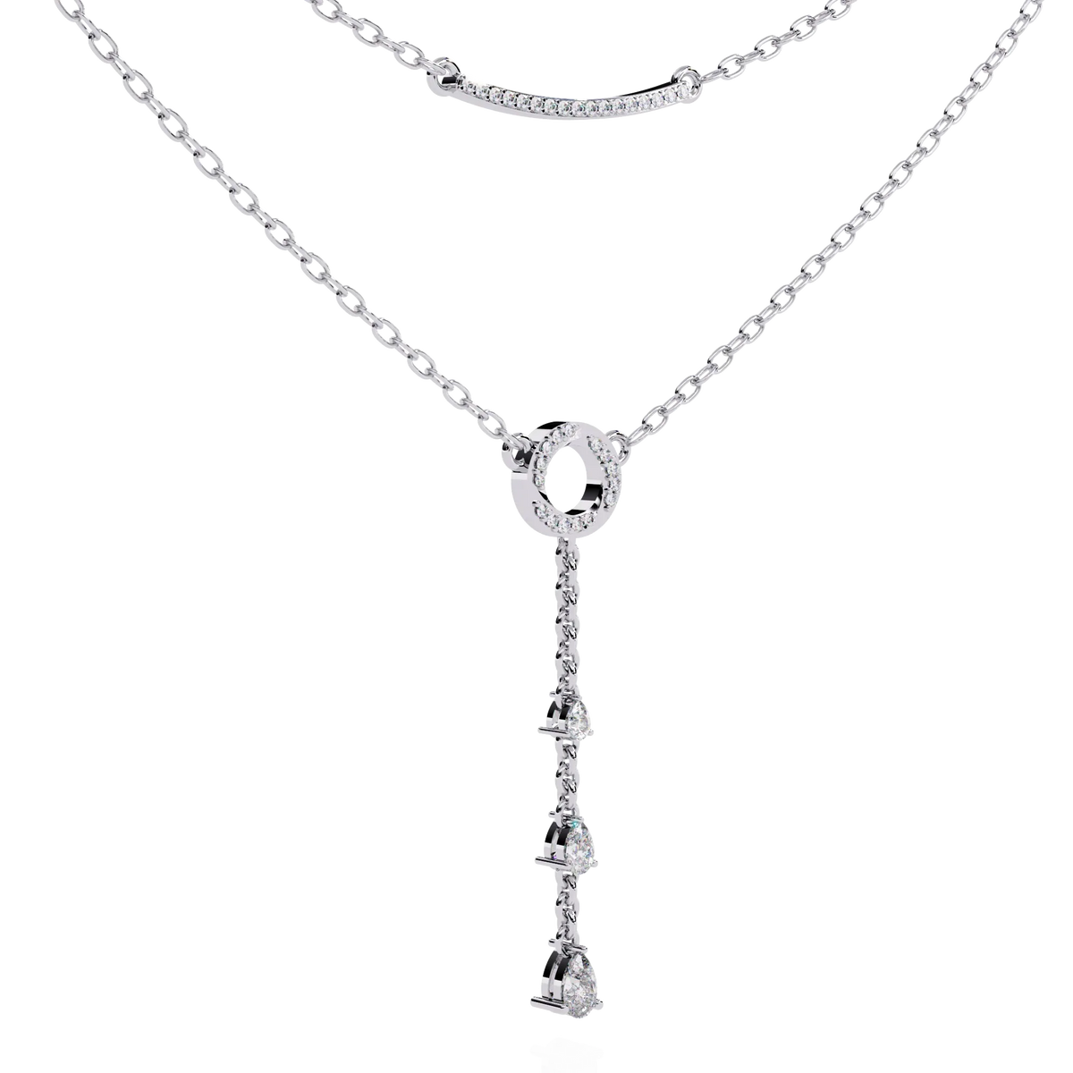 Cascade Halo Lariat Lab Grown Diamond Necklace - Ophiratbf