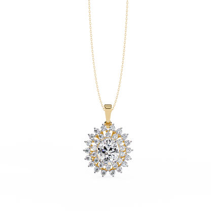 Solara Sunburst Halo Lab Grown Diamond Pendant