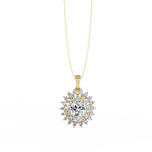 Solara Sunburst Halo Lab Grown Diamond Pendant