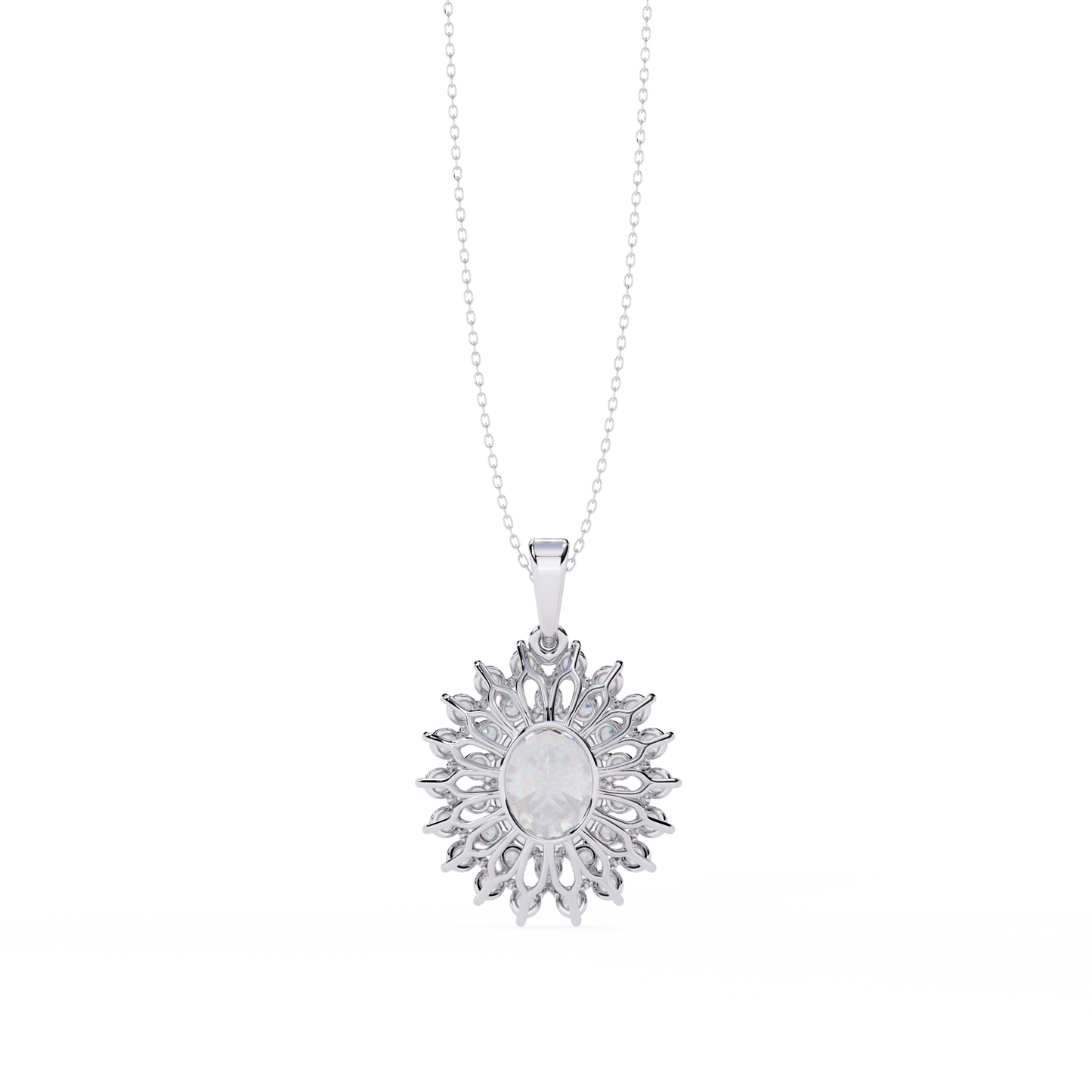 solara sunburst halo lab grown diamond pendant