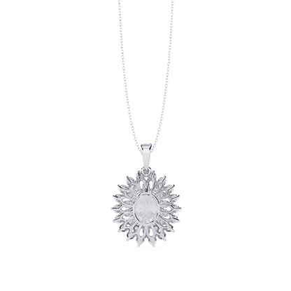 Solara Sunburst Halo Lab Grown Diamond Pendant