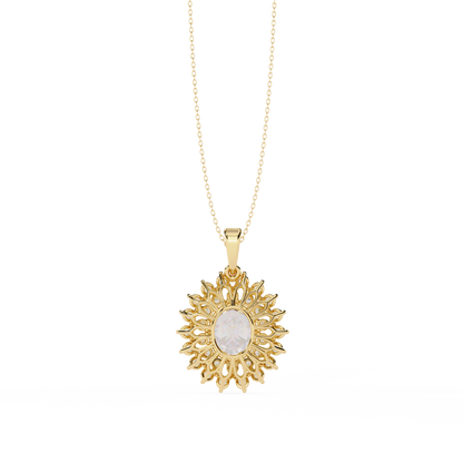 Solara Sunburst Halo Lab Grown Diamond Pendant
