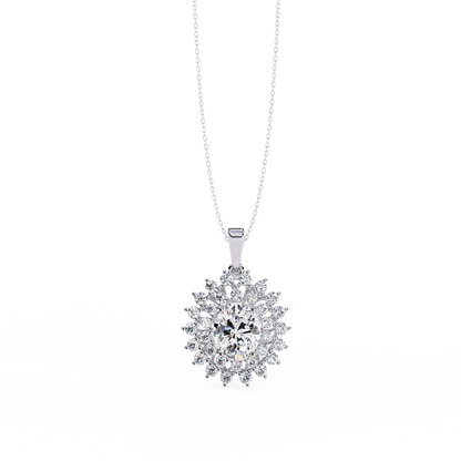 Solara Sunburst Halo Lab Grown Diamond Pendant