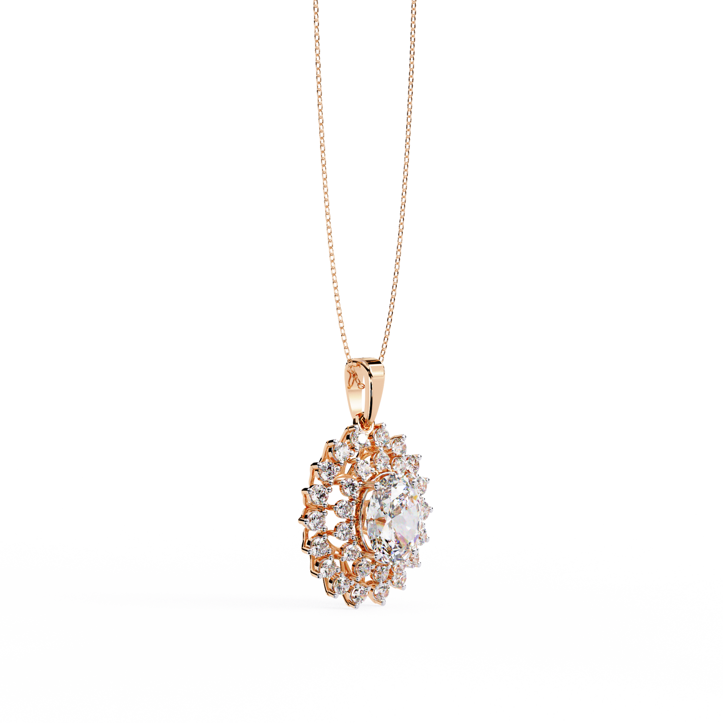 solara sunburst halo lab grown diamond pendant