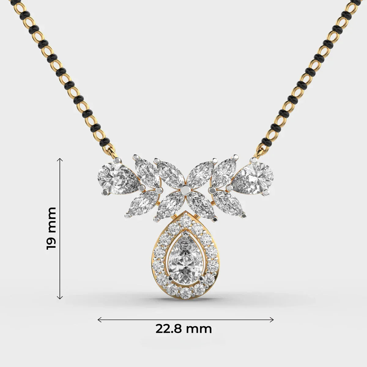 Verdelle Bloom Diamond Encrusted Mangalsutra (with chain) - Ophiratbf