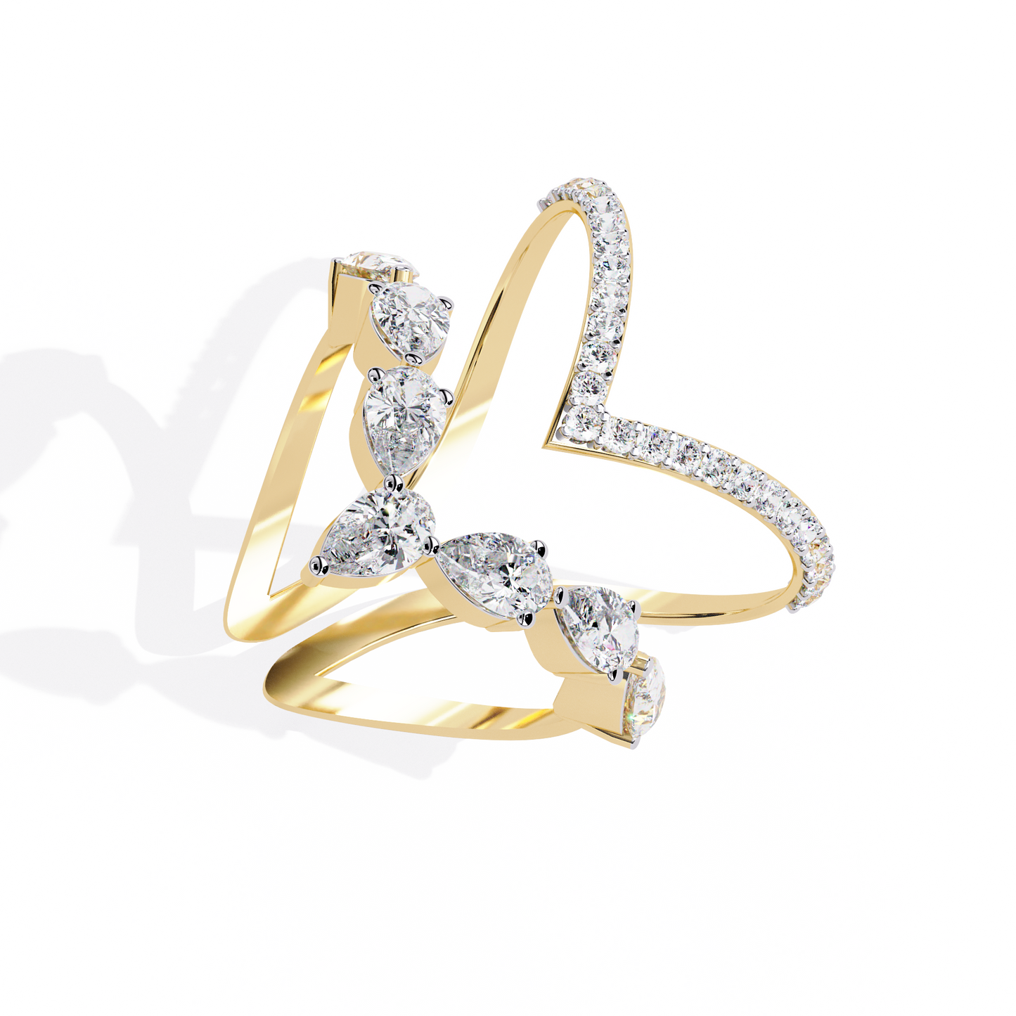 elysian pear lab grown diamond ring