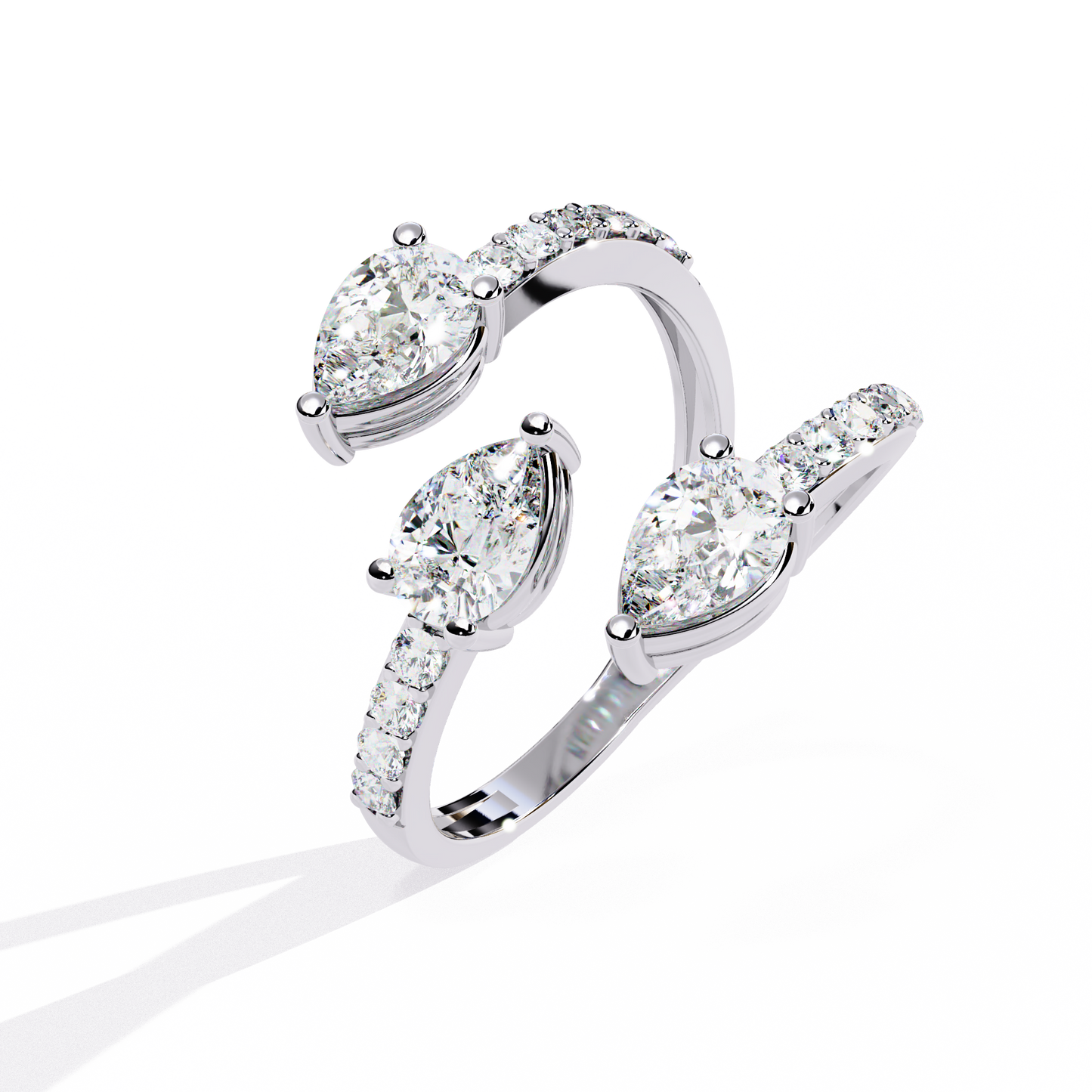 serpentina pear lab grown diamond ring