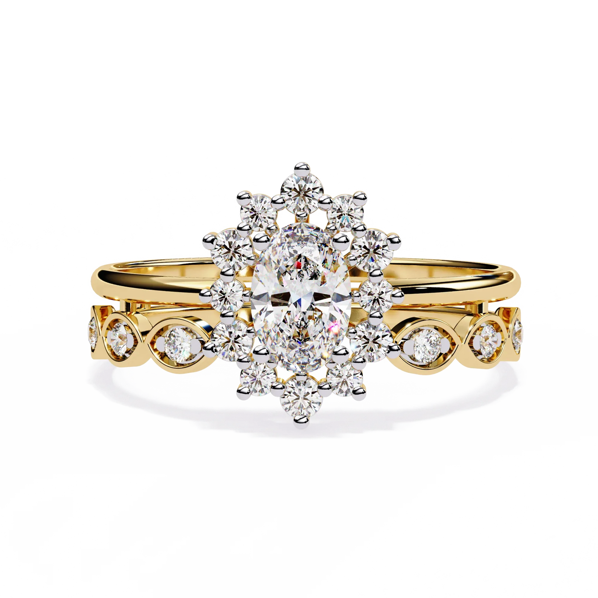 Sunburst Halo Lab Grown Diamond Ring - Ophiratbf