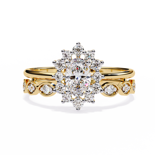 Sunburst Halo Lab Grown Diamond Ring