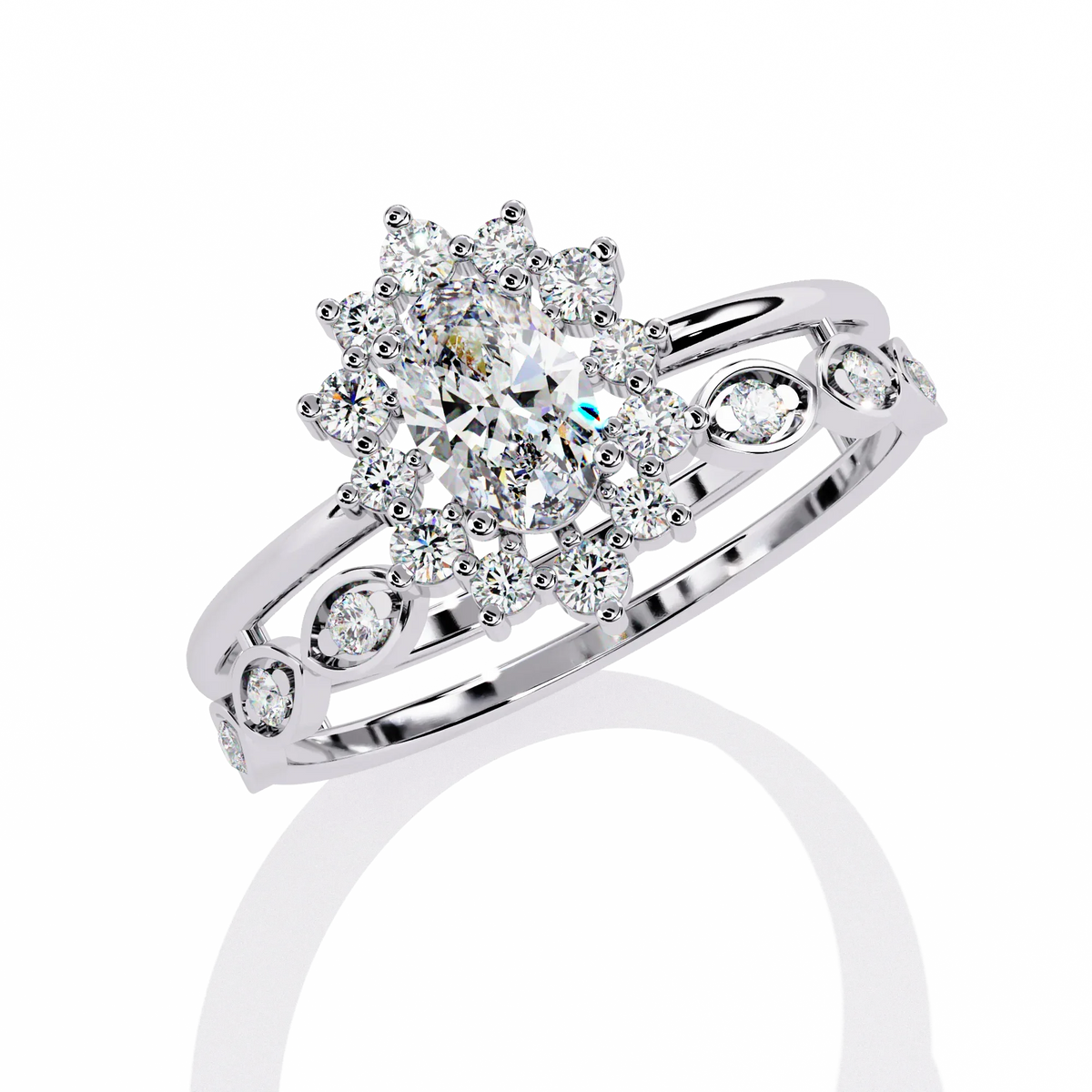 Sunburst Halo Lab Grown Diamond Ring - Ophiratbf