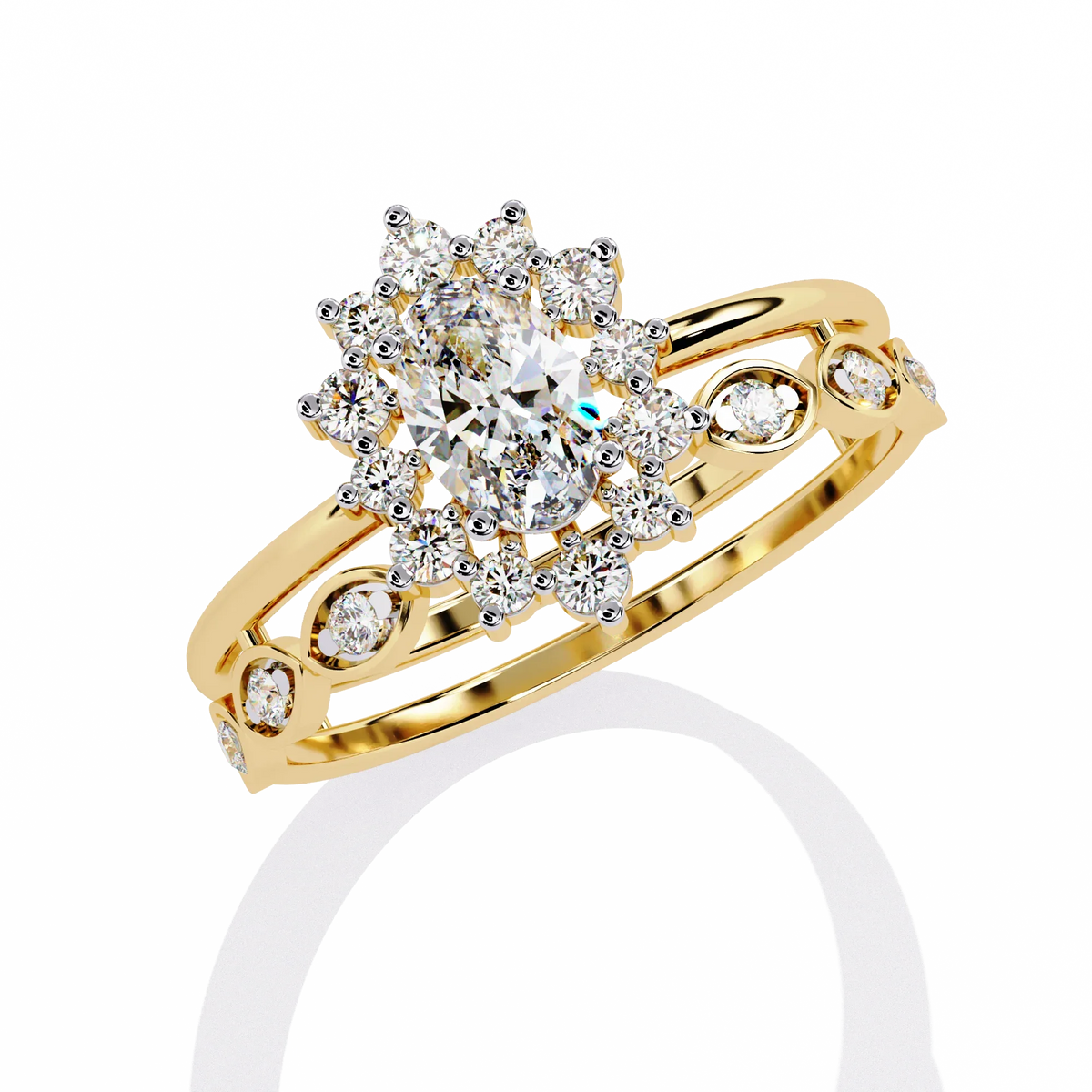 Sunburst Halo Lab Grown Diamond Ring - Ophiratbf