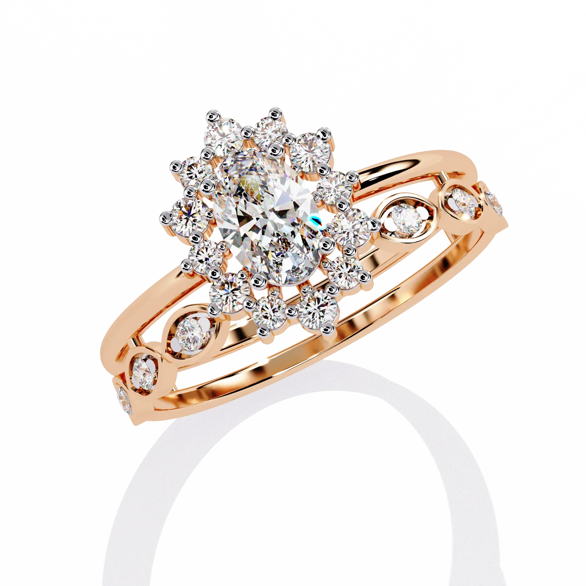 Sunburst Halo Lab Grown Diamond Ring - Ophiratbf